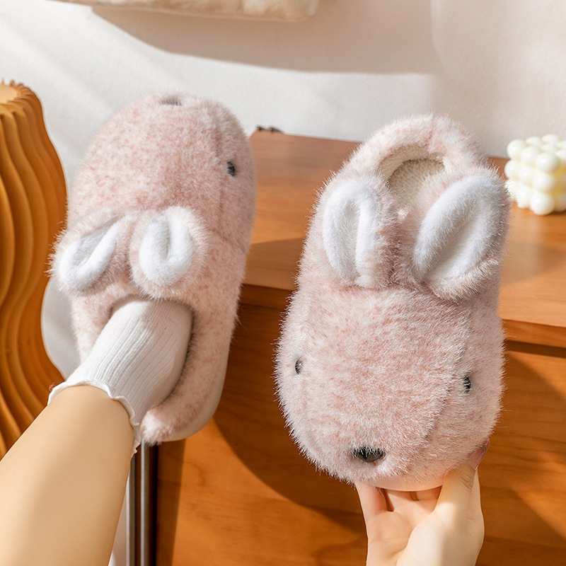 Zapatillas de algodón para mujer Otoño e Invierno 2023 Nuevo Hogar interior lindo antideslizante cálido fondo grueso felpa Zapatillas de algodón para hombres