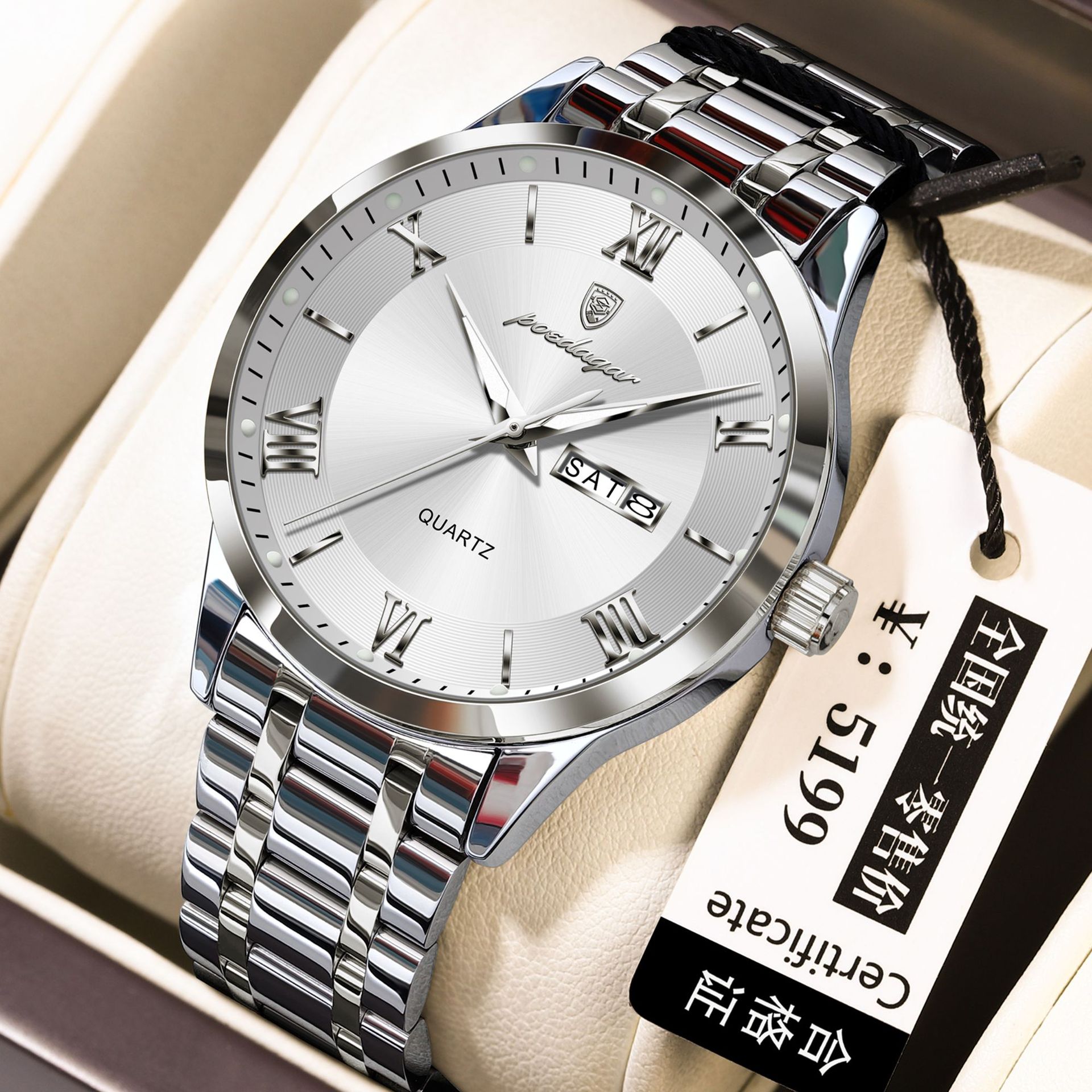 POEDAGAR / PEDAGAR nuevo reloj de hombre ultra delgado de negocios doble calendario relojes de cuarzo en vivo comercio exterior modelo 978