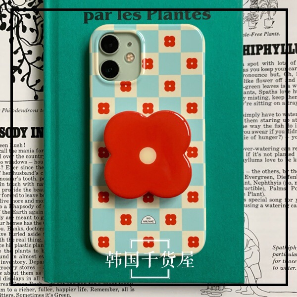 Korean Designer Brand Purchasing Agent for Vintage Plaid 15 Red Flower Stand 13Promax Phone Case 16