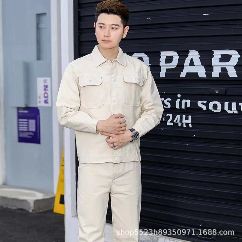 キャンバス溶接作業服スーツ、火傷防止、耐高温、製鉄所炉前作業員、造船所厚手の白い労働保護作業服|undefined