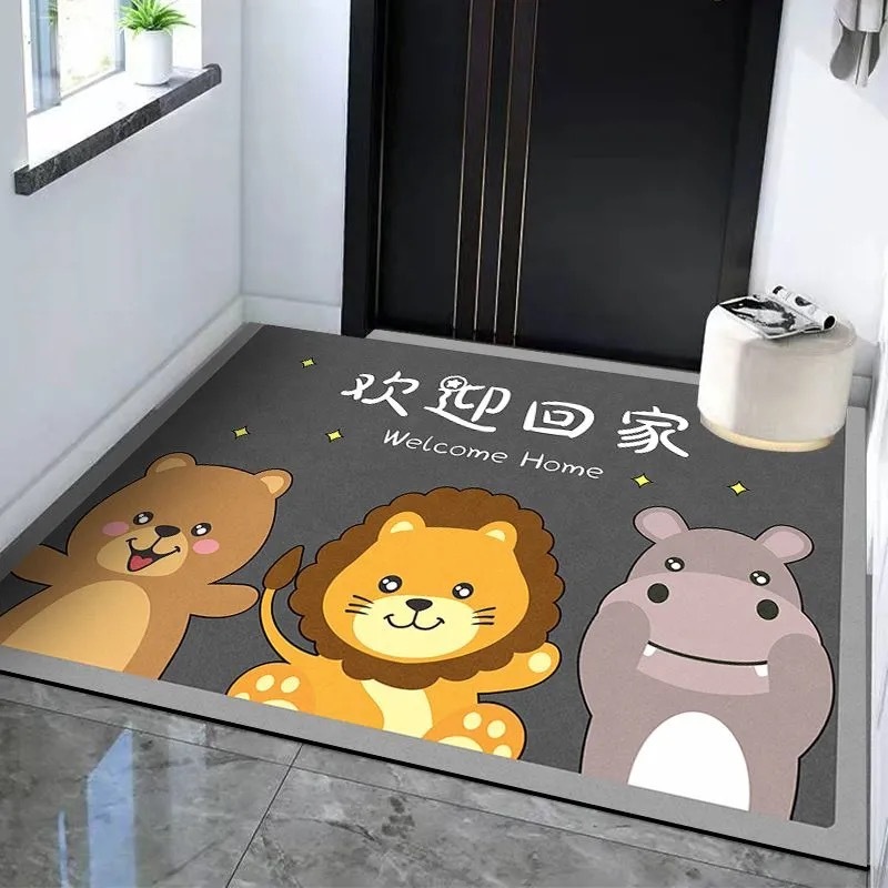 卡通入户门地垫家用灰色系耐脏易打理玄关脚垫吸水速干硅藻泥地垫|undefined