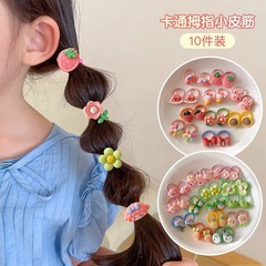新しい子供の髪輪ネットの赤い十点セットの赤ちゃんの髪飾りの女の子の小さいサイズの親指輪の女の子の漫画の皮筋