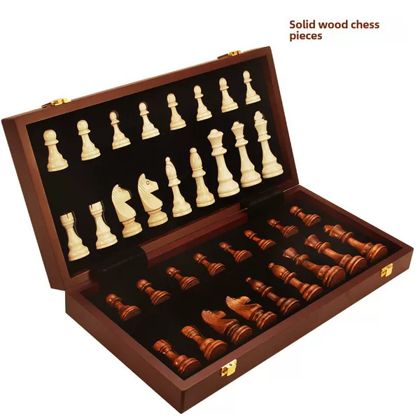 Cross-Border Magnetic Wooden Chess Foldable Chess Board Chess and Card Educational Game for Adults and Children Checkers Toys