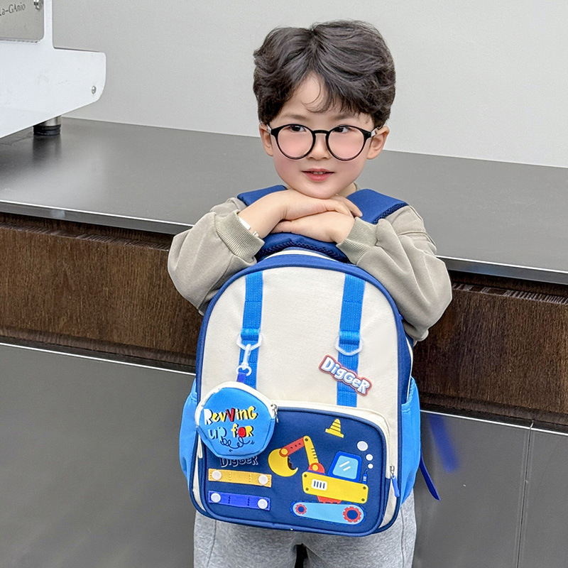 Kindergarten escuela primaria mochila escolar dibujos animados linda excavadora para niños y niñas mochila nueva mochila para niños de gran capacidad