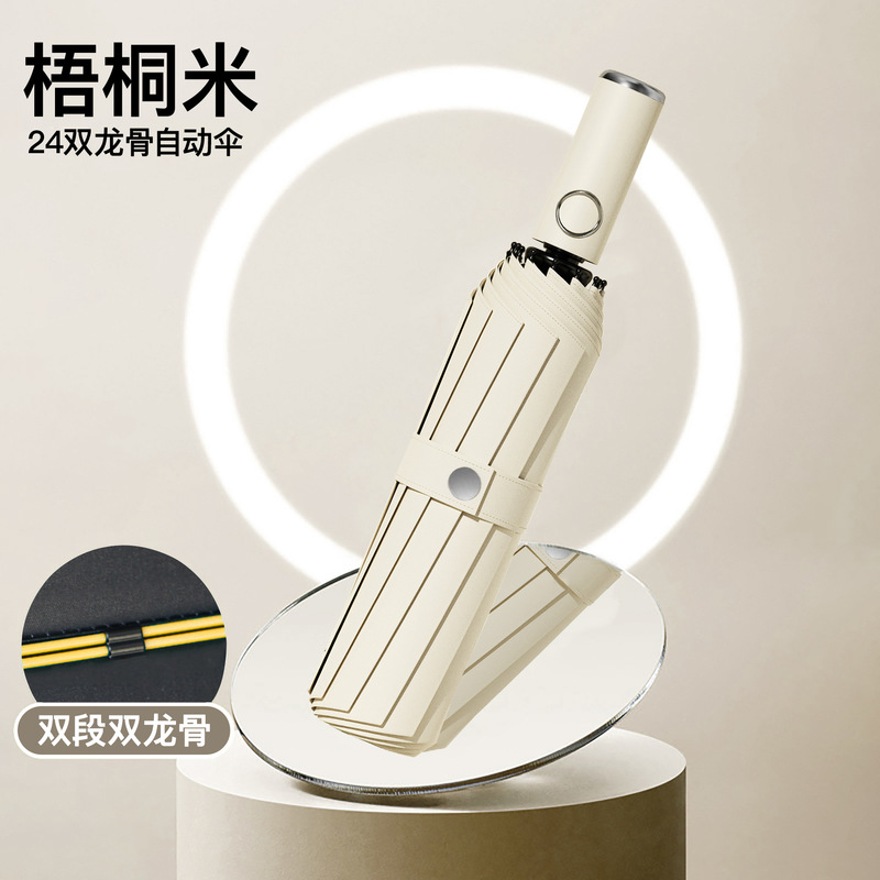 太阳伞女士自动金杆折叠伞高级感防晒遮阳伞彩胶防紫外线晴雨两用|undefined