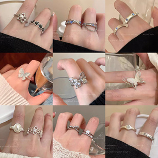 Open Ring Women's Cold Style Ring Set Sweet and Cool Sexy Style Jewelry High-End Butterfly Ring Ring