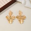 Metal earrings, European style, light luxury style, 1 pair, flowered, wholesale