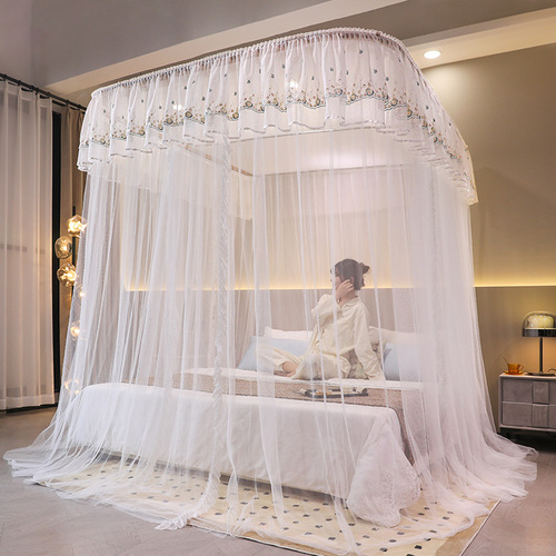 OD59 Wholesale Mosquito Net  New Home Bedroom U-shaped Guide Track Floor Bed Curtain Bracket 1.8 Meter Palace Free
