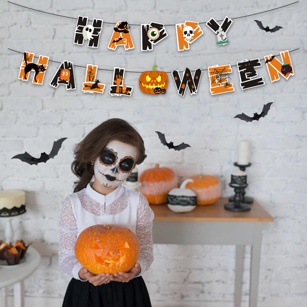 Halloween Pumpkin Skull Paper Party Flag display picture 2