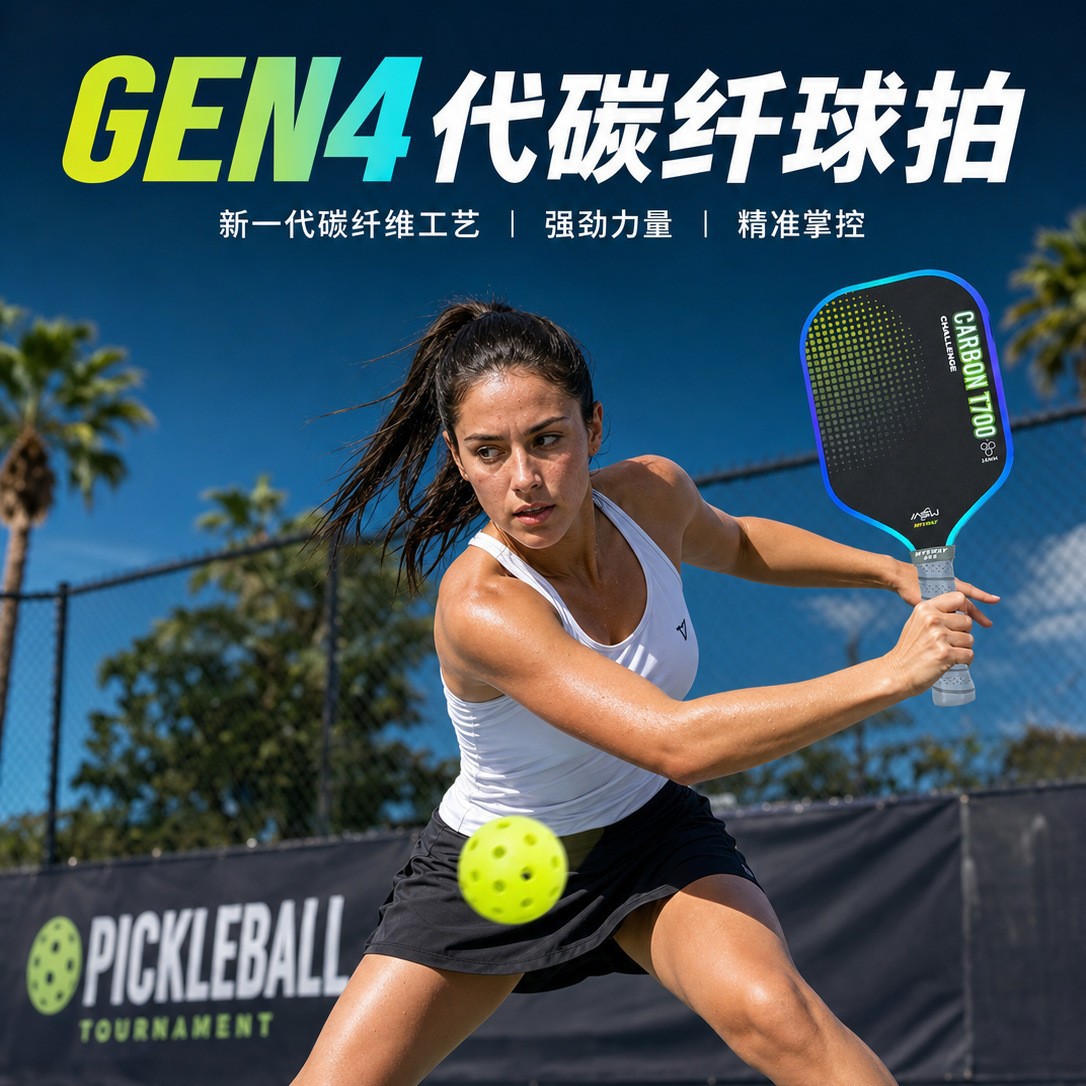Carbon fiber textured matte PP honeycomb core professional pickleball paddle with textured matte hot-pressed gradient edge