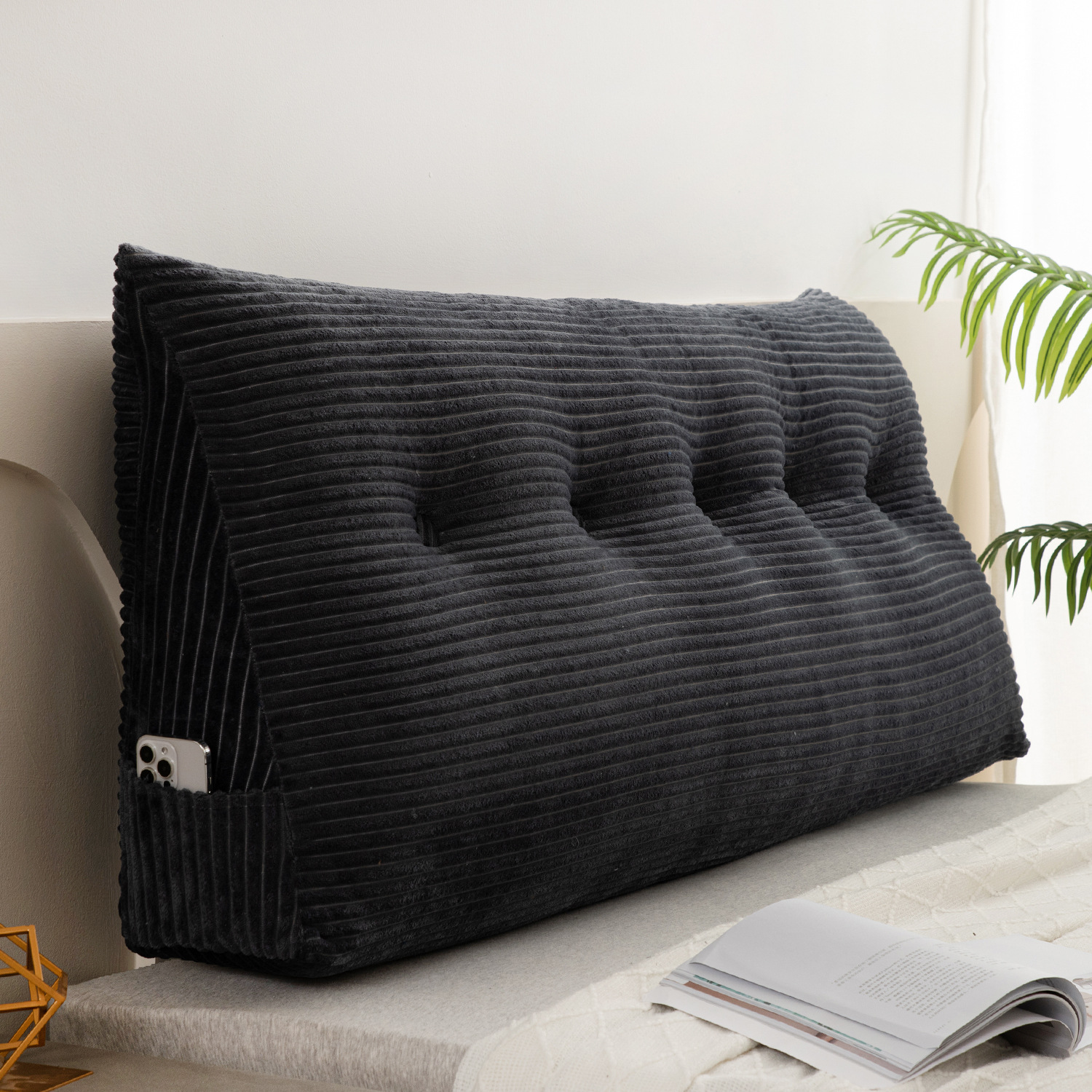 Cojín de cabecera triangular Cojín de respaldo grande para cama Cojín de cintura Bolsa blanda de tatami de espalda Almohada transfronteriza para dormitorio de estudiantes