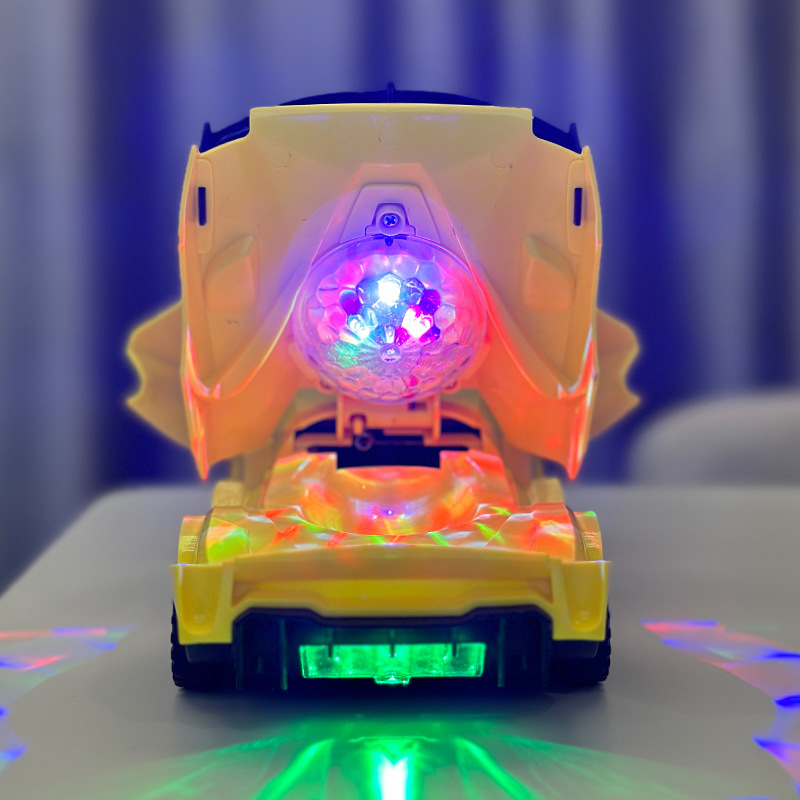 Transfronterizo eléctrico universal coche de carreras de rotación música luz niños modelo de coche deportivo transformador de juguete puesto al por mayor