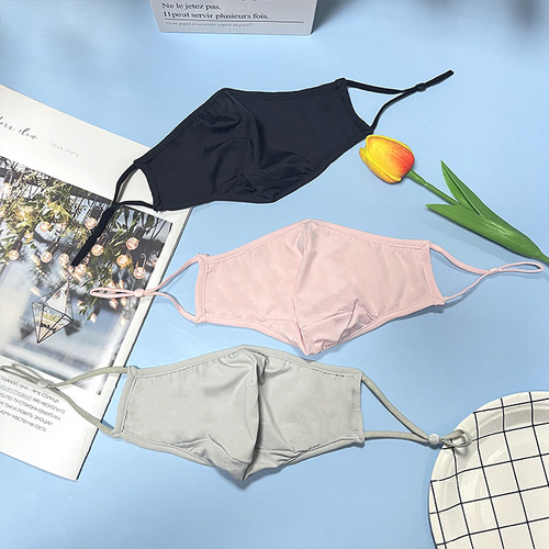 Classic Black Summer Ice Silk, Washable Outdoor Breathable Sunshade, Thin Cooling Beige Dust Mask, Wholesale