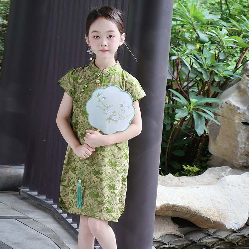 女の子改良チャイナドレス漢服夏子供スカート新中国風のボタン中国風の小さな女の子のドレス唐装|undefined