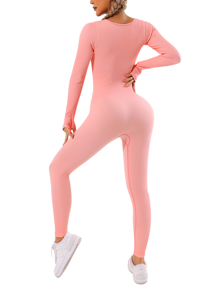 New integrated long sleeved quick drying exercise seamless yoga jumpsuit from Europe and America, tight fitting fitness jumpsuit for women New integrated long sleeved quick drying exercise seamless yoga jumpsuit from Europe and America, tight fitting fitness jumpsuit for women