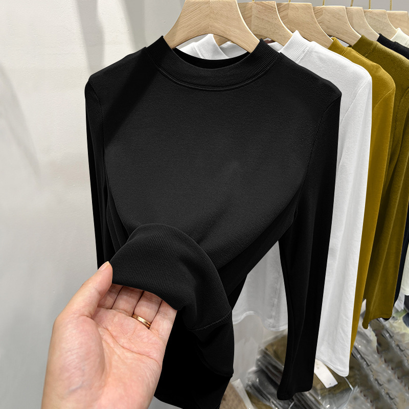 Threaded Long-sleeved T-shirt Women's 2024 Spring and Autumn Slim-fit All-match Solid Color Base Shirt Elegant Mother's Top Casual Women Threaded Long-sleeved T-shirt Women's 2024 Spring and Autumn Slim-fit All-match Solid Color Base Shirt Elegant Mother's Top Casual Women