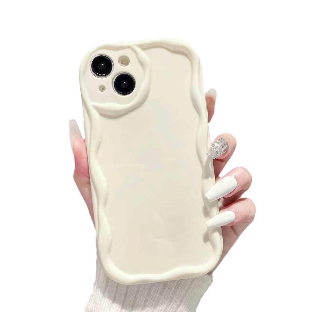 Funda de crema transparente para carcasa de teléfono móvil 16promax Europa y América Apple 15 anti-caída 14 Japón y Corea 13pro/12 color sólido