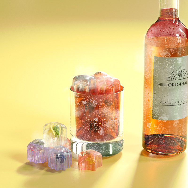 Estrellas de hielo solar Hielo rápido molde de silicona DIY hielo casero de whisky hielo de hockey 6 hielo a prueba de fugas