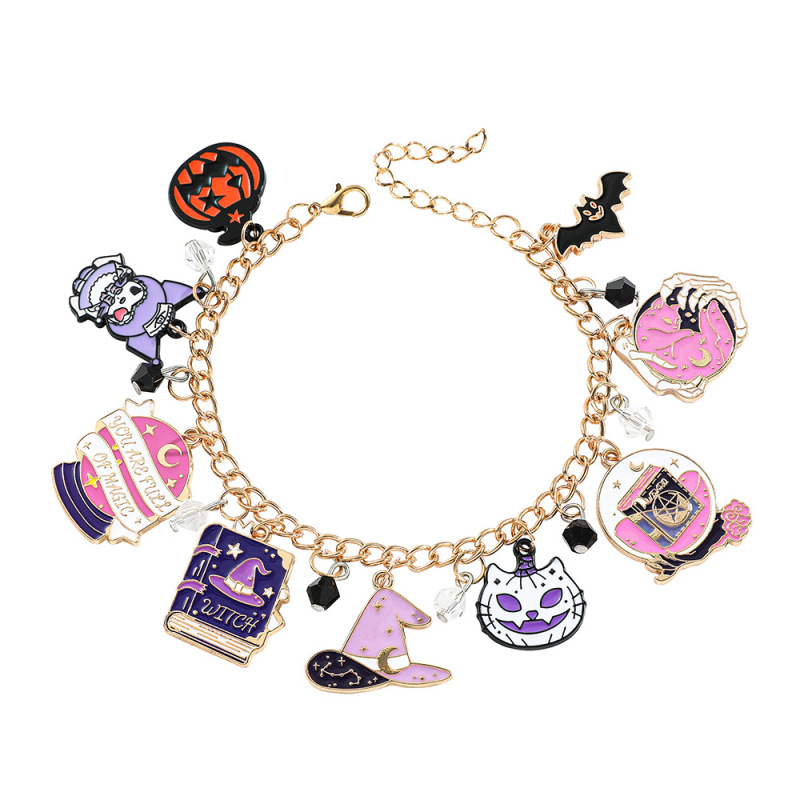 Tum Explosions Cross-border Japanese Cartoon Hello Kitty Halloween Pendant Alloy Oil Dropping Bracelet