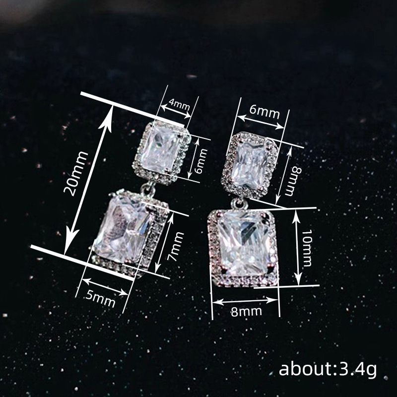 6g Weight 1 Pair Modern Style Classic Style Geometric Copper Zircon Drop Earrings