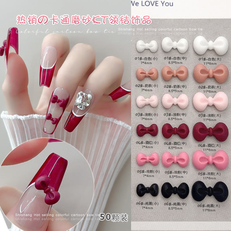 Hot Selling Bow Nail Jewelry Cartoon Frosted KT Tie Bow Big small size Mixed Nail Accessories Hot Selling Bow Nail Jewelry Cartoon Frosted KT Tie Bow Big small size Mixed Nail Accessories