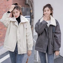 羊羔毛加绒加厚外套女棉衣冬季新款棉袄女学生韩版潮流棉服