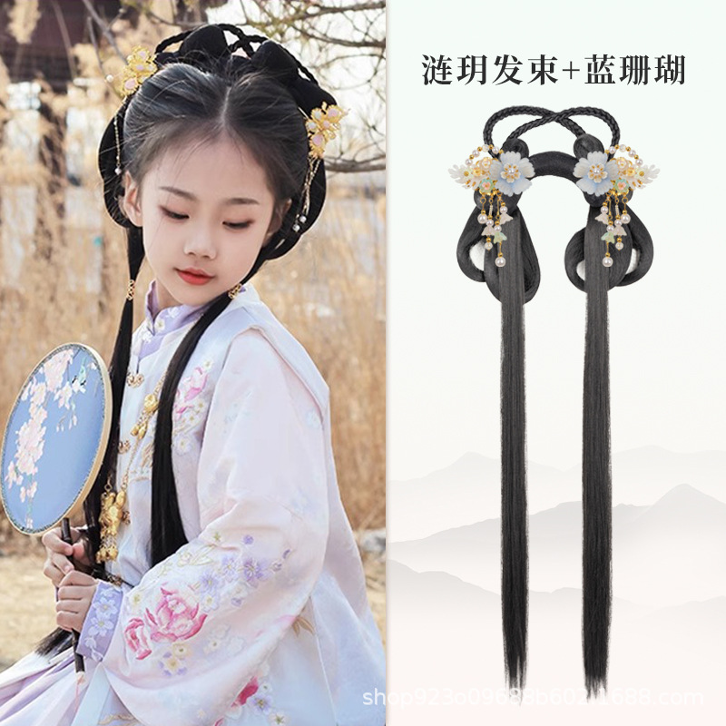 Lianyue 헤어 번들 블루 산호 헤어 액세서리 쌍