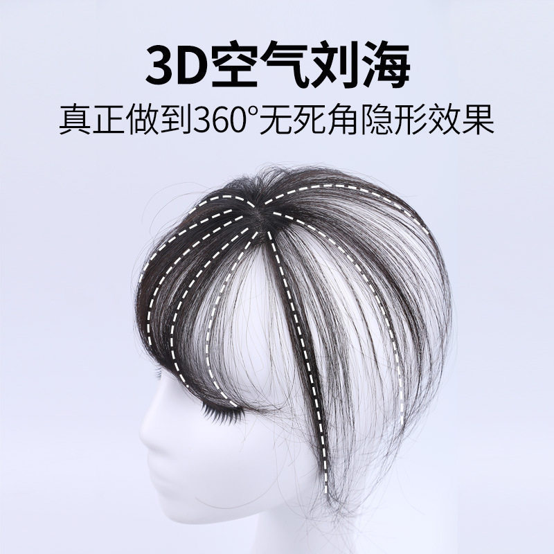 Seamless Bangs for Hair Top Enhancement, Mini Lightweight Hot-Selling Synthetic Hairpiece for Women, 3D Air Bangs, Synthetic Fiber Straight Bangs