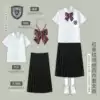 Long skirt, bow tie, badge, with short sleeve, JK style (Japanese school style)