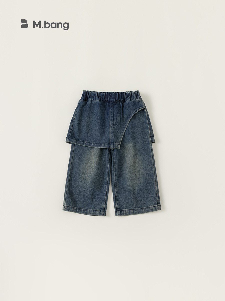 Ropa Infantil Youbao, Jeans para Niñas, Colección Primavera 2026, Pantalones Rectos para Niños con Diseño de Parches, Pantalones Largos para Niños Pequeños con Solapa Trasera