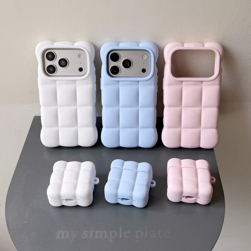 Fresh and simple solid color cloud puff square case for iPhone 17, suitable for Apple 16, 14/15 Pro Max, 13 Fresh and simple solid color cloud puff square case for iPhone 17, suitable for Apple 16, 14/15 Pro Max, 13