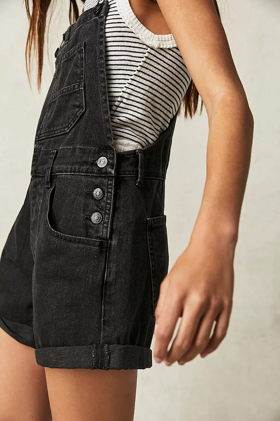 Women's Solid Colour Loose Fit Denim Overalls Casual Cotton Jeans_voghion.com