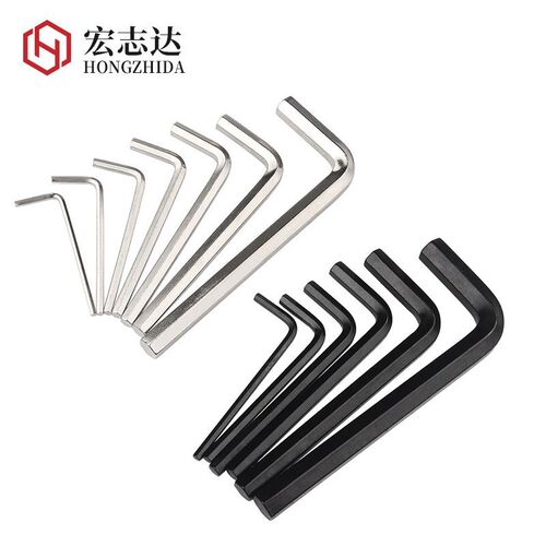 Nickel-plated hexagonal wrench, flat head, hexagonal screwdriver, L-shaped handle, black square hexagonal edge, M1.27M3M4M5M6