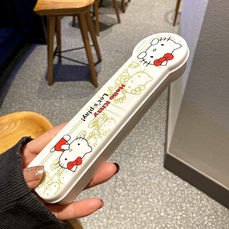【送料無料】食器 ステンレス 箸 スプーン フォーク 学生セット 収納ボックス ポータブル 3点セット かわいい|undefined