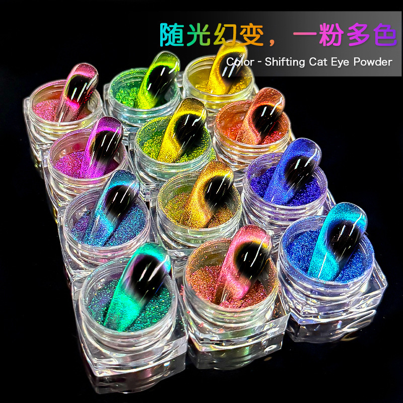 Chameleon Pearl Powder for Nail Art Spray, Plastic Injection, and Painting Materials, with Iridescent Chameleon Cat Eye Powder, Suitable for Water and Oil Based Applications