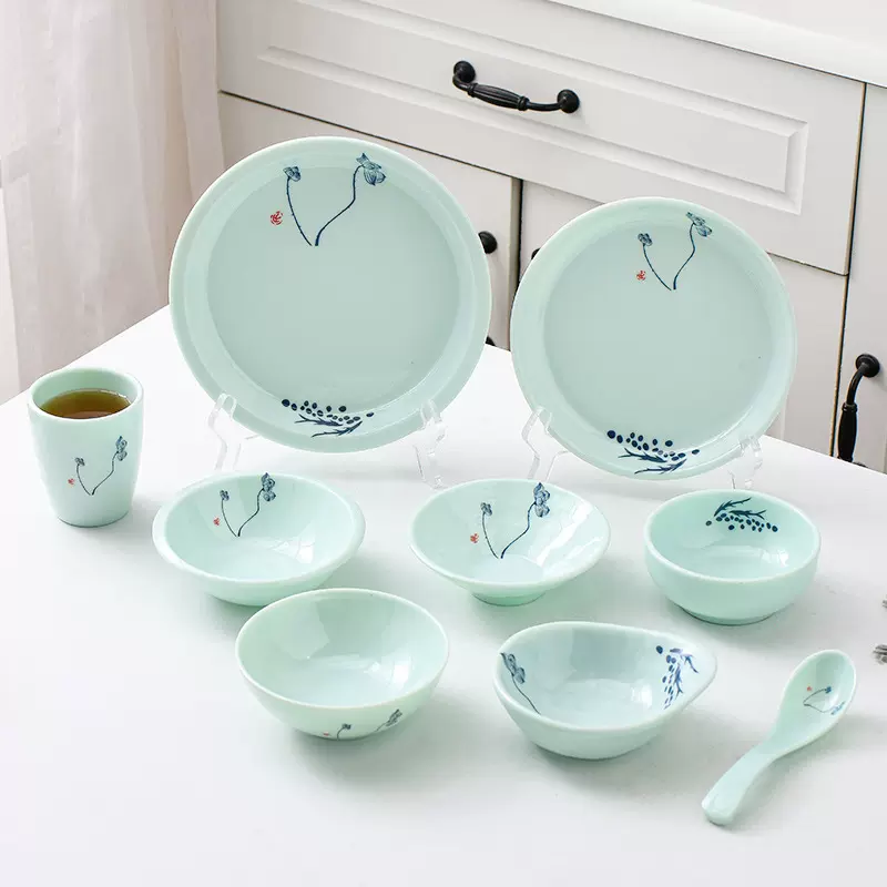 若炫仿瓷密胺餐具酒店餐厅火锅摆台四件套自助餐盘碗勺杯餐具套装