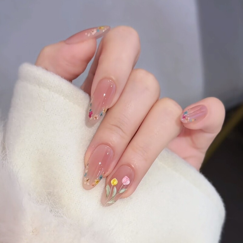 Flowering Season Is Like Returning Home, Pure Handmade Wearable Nails, Early Spring Fairy-Like and Beautiful Three-Dimensional Hand-Painted Tulip Dried Flower Nail Stickers Flowering Season Is Like Returning Home, Pure Handmade Wearable Nails, Early Spring Fairy-Like and Beautiful Three-Dimensional Hand-Painted Tulip Dried Flower Nail Stickers