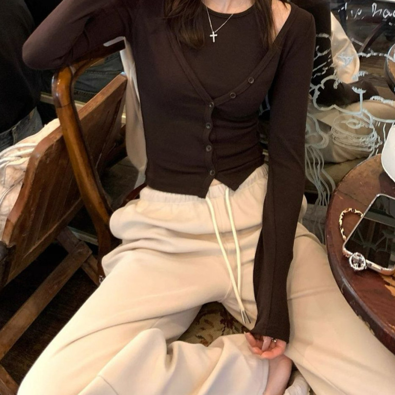 2025秋季女装新款背心小开衫两件套咖色套装黑色套装|undefined