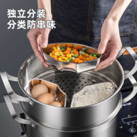 家用厨房带盖不锈钢扇形蒸盒厨房饭菜蒸蛋隔水蒸盘蒸碗电饭煲蒸笼