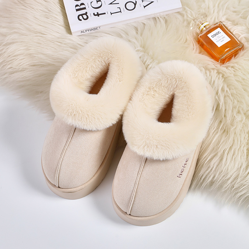 Keke冬のベルベットと厚い綿のスリッパ女性の滑り止め保温外着家庭用スリッパ冬の室内綿引き