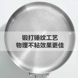 有钛不锈钢煎锅深大容量荷叶纹平底锅家用不沾炒菜锅平底锅煎锅