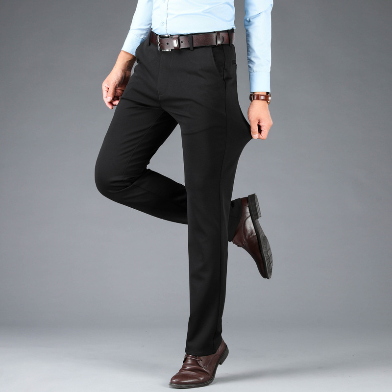 Spring and Autumn Thick Summer Thin Western Pants Middle-aged Casual Pants High Waist Pants Middle-aged Men's Pants Elastic Dad