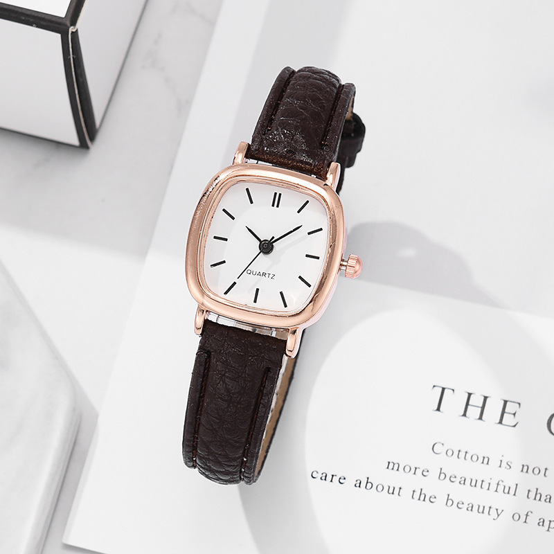 Montre pour femme avec ceinture à quartz pour étudiante, simple, carrée et personnalisée_voghion.com