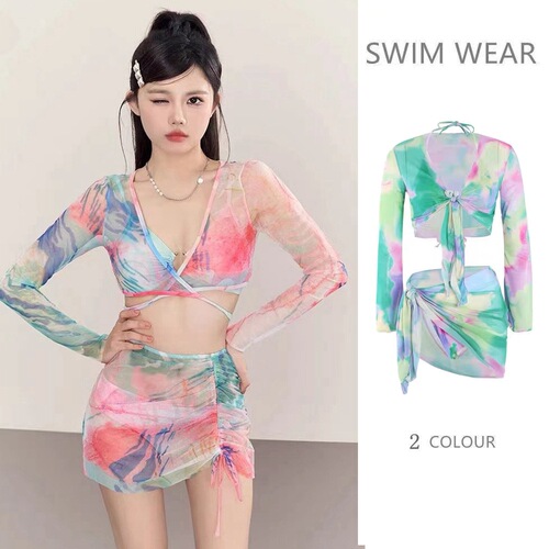 High-end Beach Vacation Dress-style Separate Swimwear  New Trend Fashion Long Sleeve Sun Protection Separate Women's Swimwear