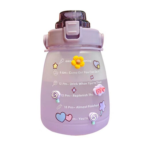 Popular sports water cup for women, summer large-capacity portable straw cup, cute big belly cup, student cross-border water bottle 