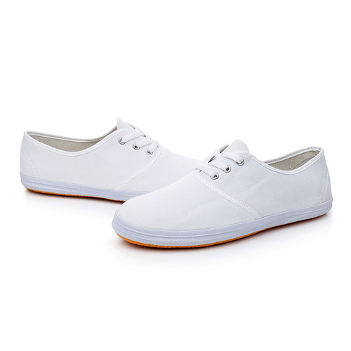 Gymnastics cloth shoes for boys and girls, primary and secondary school students and children's performance white sneakers, soft-soled performance canvas white mesh shoes