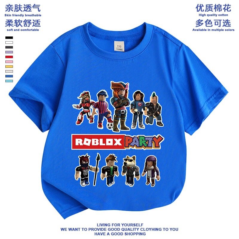 Roblox Kidsren's Short-Sleeved T-Shirts Summer Kidsren's Clothing Small, Medium and Large Kidsren's Cotton Bottoming Shirts Half-Sleeved Tops Trendy Kidsren's New