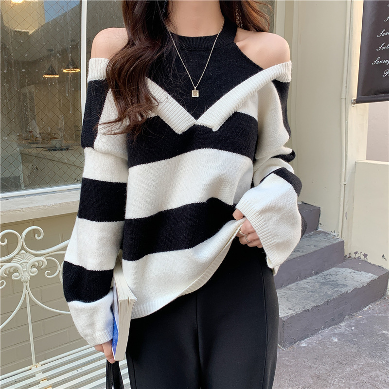 24 invierno Puyuan ropa privada de mujer de cachemira cuello grueso cuello colgante suéter suelto
