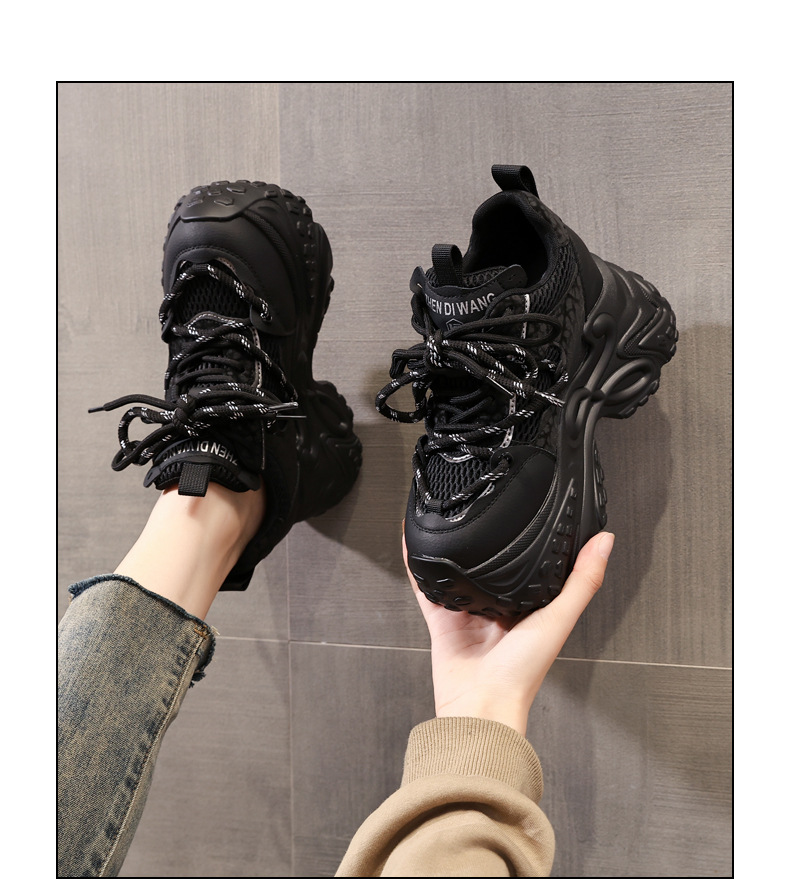 Giày sneaker nữ chunky đế dày tăng chiều cao 11cm phong cách thể thao — Angola Đỏ chi tiết 14