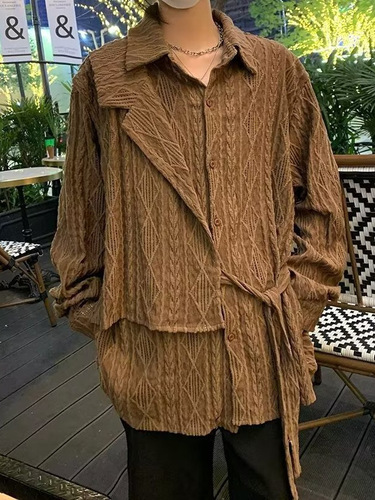 Retro Pleated Hollow-Out Jacquard Long-Sleeved Shirt for Women—Spring New Design, Textured, Niche Style, Loose-Fit Shirt with Ties